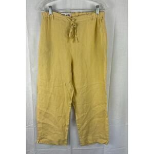 Jams World Yellow 100% Linen Pants Drawstring Pockets Large